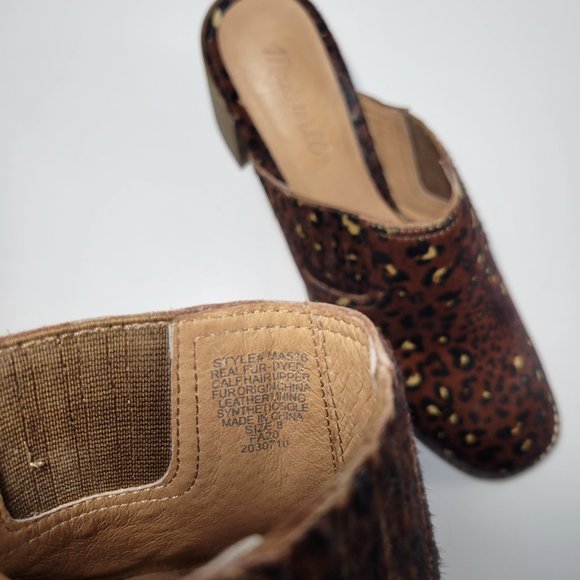 Madewell Carey Mule in Painted Leopard Calf Hair Animal Print Women's Size 8 - Picture 9 of 11